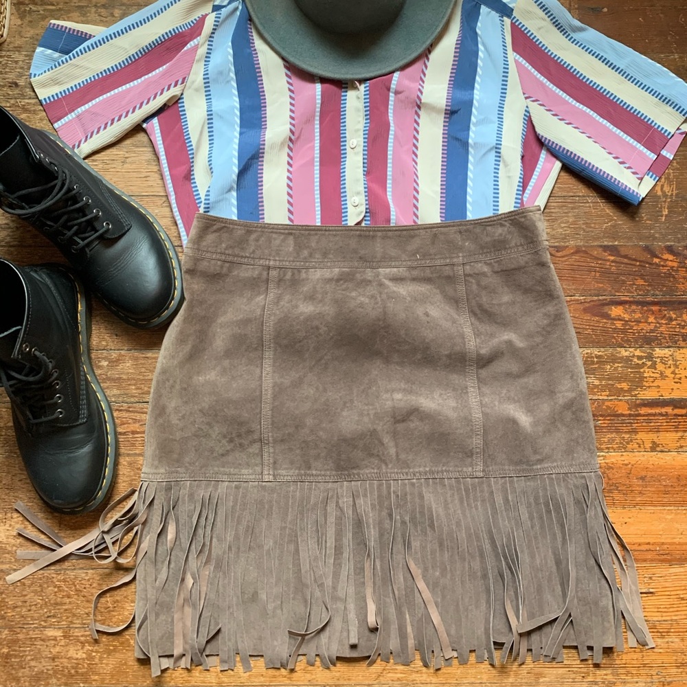 Suede mini skirt